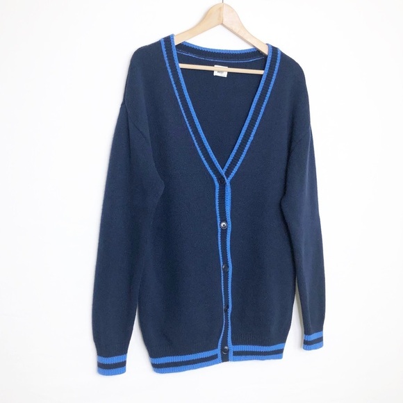 Aritzia Sunday best small navy blue Lamora V-neck boyfriend cardigan - Picture 12 of 12